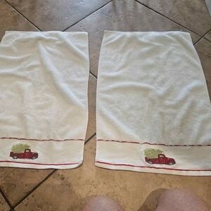 Grammercy Christmas Red Truck and Tree Hand Towels
